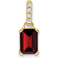 14K Yellow Gold Garnet and Diamond Pendant with Natural Stones - 0.01 Carat Total Diamond Weight by Oro Pregiato