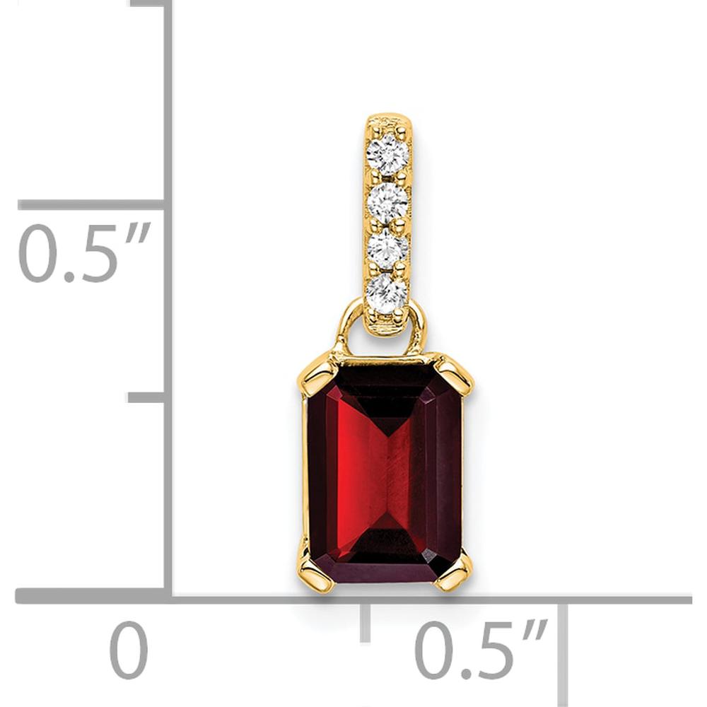 14K Yellow Gold Garnet and Diamond Pendant with Natural Stones - 0.01 Carat Total Diamond Weight by Oro Pregiato