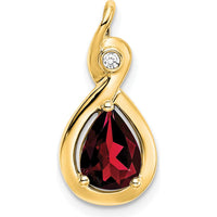 14K Yellow Gold Garnet and Diamond Pendant with Pear-Shaped Garnet - 1.4 Carat Total Gem Weight by Lumare Gioia