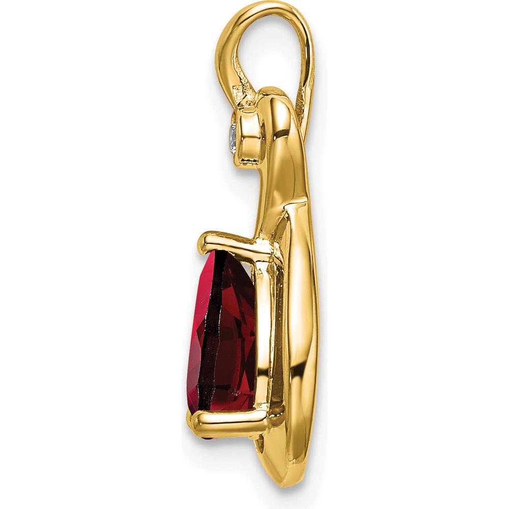 14K Yellow Gold Garnet and Diamond Pendant with Pear-Shaped Garnet - 1.4 Carat Total Gem Weight by Lumare Gioia