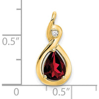 14K Yellow Gold Garnet and Diamond Pendant with Pear-Shaped Garnet - 1.4 Carat Total Gem Weight by Lumare Gioia