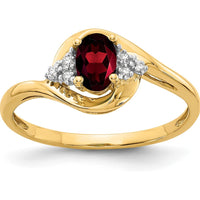14K Yellow Gold Garnet and Diamond Ring - 0.6 Carat Garnet, 0.018 Carat Diamonds by Oro Pregiato