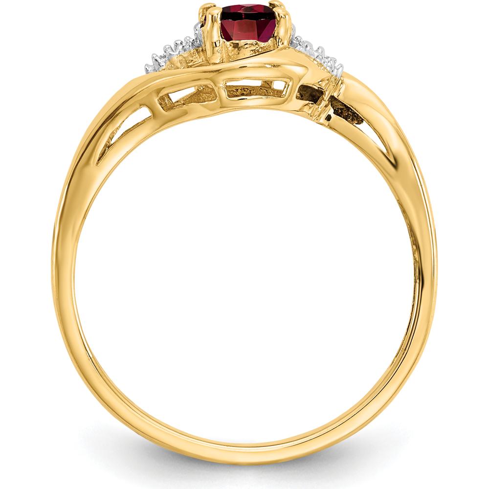 14K Yellow Gold Garnet and Diamond Ring - 0.6 Carat Garnet, 0.018 Carat Diamonds by Oro Pregiato
