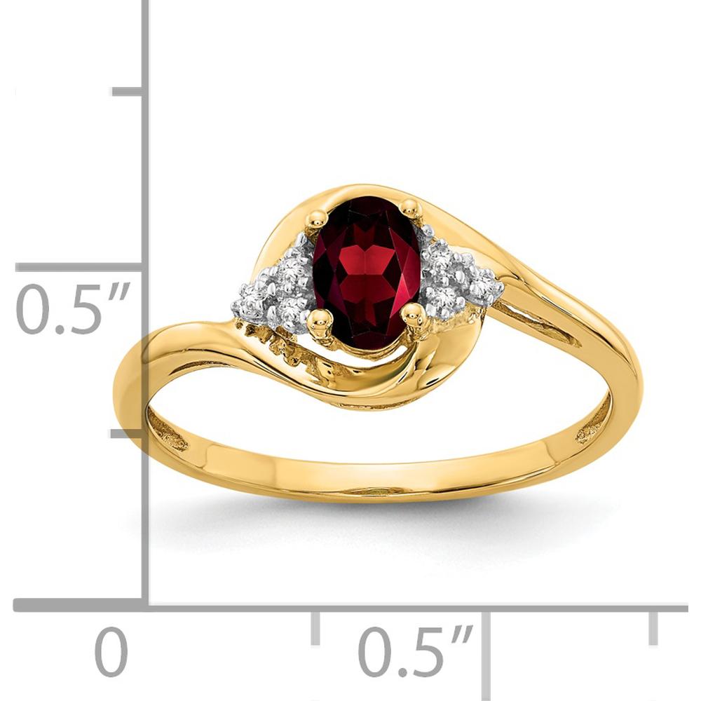 14K Yellow Gold Garnet and Diamond Ring - 0.6 Carat Garnet, 0.018 Carat Diamonds by Oro Pregiato