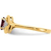 14K Yellow Gold Garnet and Diamond Ring - 0.6 Carat Garnet, 0.018 Carat Diamonds by Oro Pregiato
