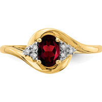 14K Yellow Gold Garnet and Diamond Ring - 0.6 Carat Garnet, 0.018 Carat Diamonds by Oro Pregiato