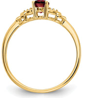 14K Yellow Gold Garnet and Diamond Ring - 0.6 Carat Garnet with 0.01 Carat Diamond Accents by Oro Pregiato