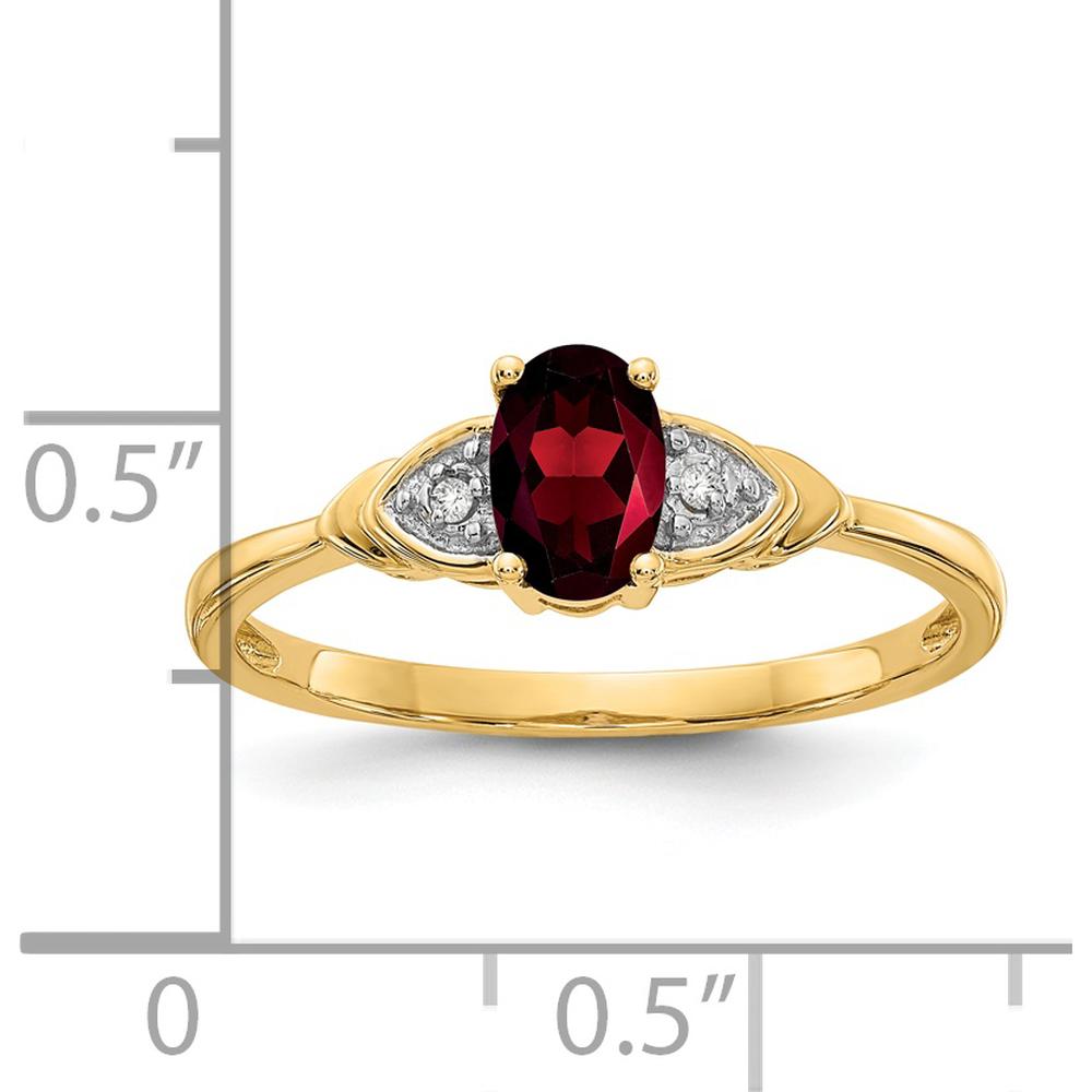 14K Yellow Gold Garnet and Diamond Ring - 0.6 Carat Garnet with 0.01 Carat Diamond Accents by Oro Pregiato