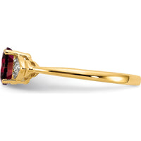 14K Yellow Gold Garnet and Diamond Ring - 0.6 Carat Garnet with 0.01 Carat Diamond Accents by Oro Pregiato