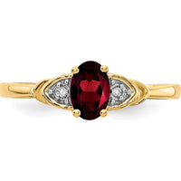 14K Yellow Gold Garnet and Diamond Ring - 0.6 Carat Garnet with 0.01 Carat Diamond Accents by Oro Pregiato