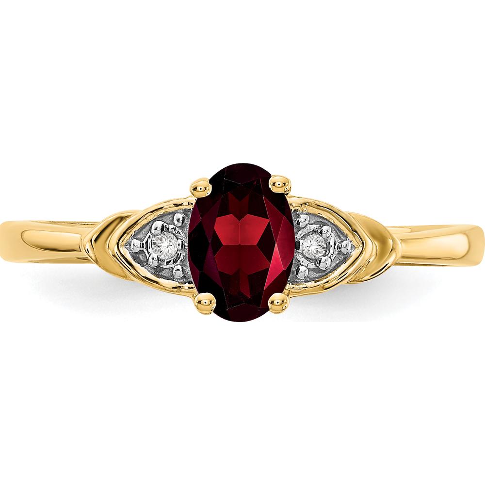 14K Yellow Gold Garnet and Diamond Ring - 0.6 Carat Garnet with 0.01 Carat Diamond Accents by Oro Pregiato