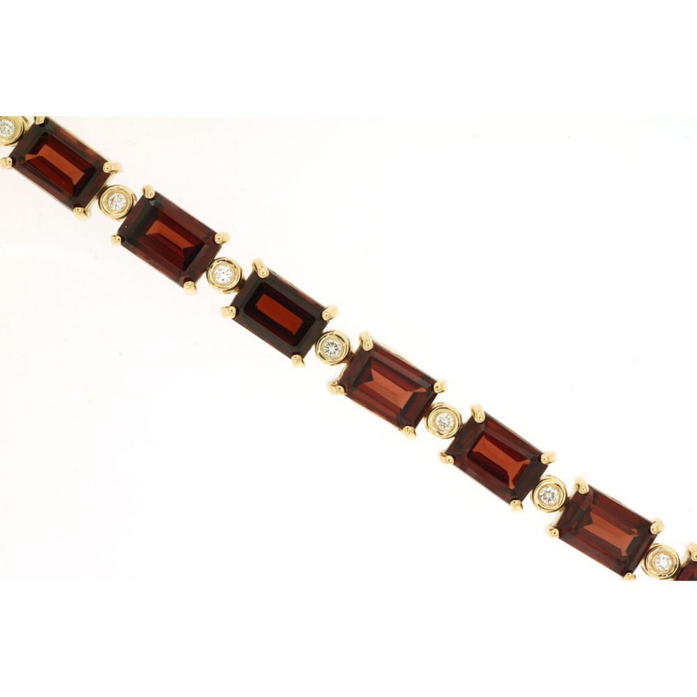 14K Yellow Gold Garnet & Diamond Tennis Bracelet - 16.16 Carats Total Garnet & Diamond Weight