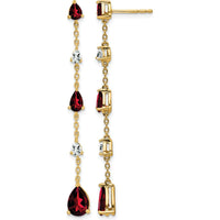 14K Yellow Gold Garnet and White Topaz Dangle Earrings - 1.60 Carat Total Gem Weight by Monteluci Fine Jewelry