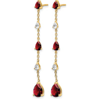 14K Yellow Gold Garnet and White Topaz Dangle Earrings - 1.60 Carat Total Gem Weight by Monteluci Fine Jewelry