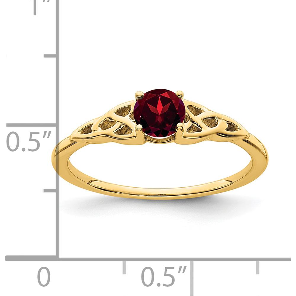 14K Yellow Gold Garnet Celtic Knot Ring - 4.5mm Round Garnet by 0