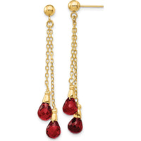 14K Yellow Gold Garnet Dangle Earrings with 4 Teardrop-Shaped Garnets - 2.8 Carat Total Gem Weight by Monteluci Fine Jewelry