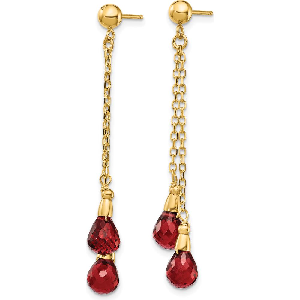 14K Yellow Gold Garnet Dangle Earrings with 4 Teardrop-Shaped Garnets - 2.8 Carat Total Gem Weight by Monteluci Fine Jewelry
