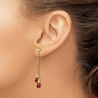 14K Yellow Gold Garnet Dangle Earrings with 4 Teardrop-Shaped Garnets - 2.8 Carat Total Gem Weight by Monteluci Fine Jewelry