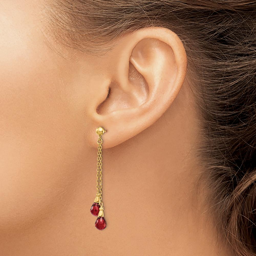 14K Yellow Gold Garnet Dangle Earrings with 4 Teardrop-Shaped Garnets - 2.8 Carat Total Gem Weight by Monteluci Fine Jewelry