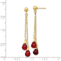 14K Yellow Gold Garnet Dangle Earrings with 4 Teardrop-Shaped Garnets - 2.8 Carat Total Gem Weight by Monteluci Fine Jewelry