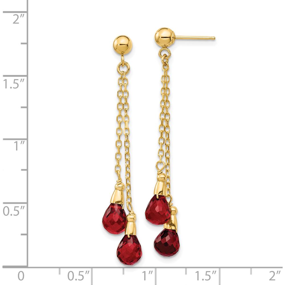14K Yellow Gold Garnet Dangle Earrings with 4 Teardrop-Shaped Garnets - 2.8 Carat Total Gem Weight by Monteluci Fine Jewelry