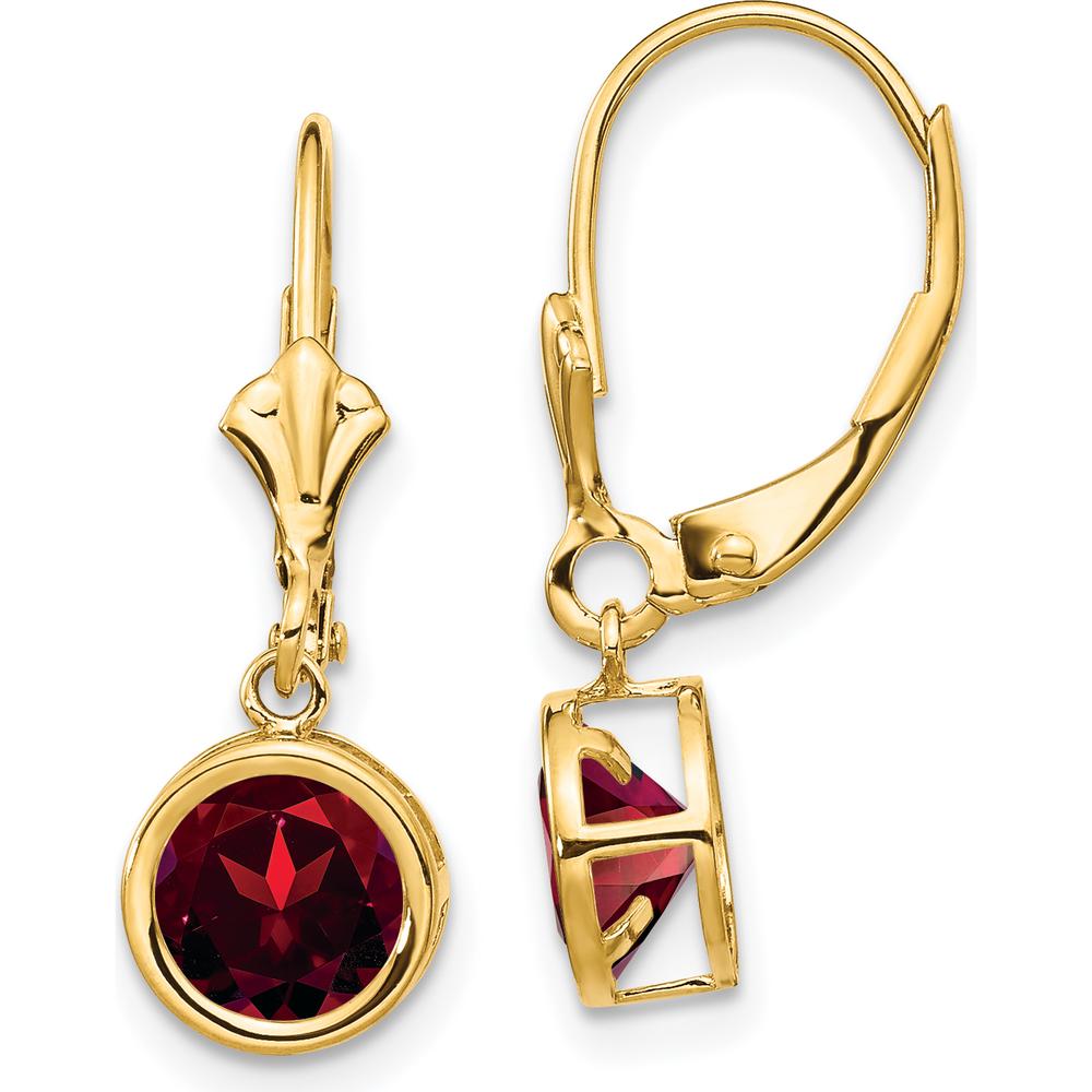 14K Yellow Gold Garnet Leverback Earrings - 1.00 Carat Total Garnet Weight by Monteluci Fine Jewelry