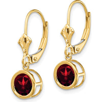 14K Yellow Gold Garnet Leverback Earrings - 1.00 Carat Total Garnet Weight by Monteluci Fine Jewelry