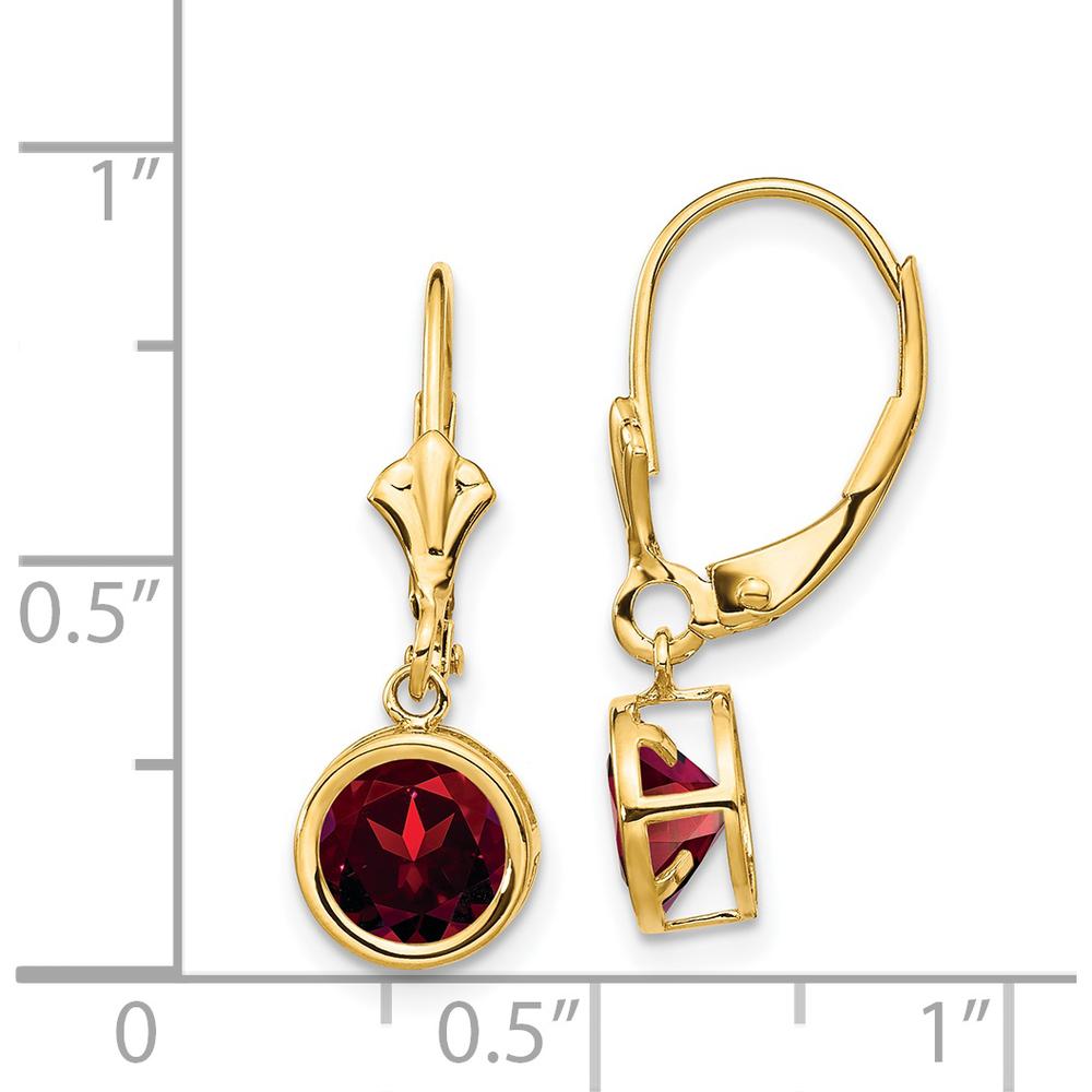 14K Yellow Gold Garnet Leverback Earrings - 1.00 Carat Total Garnet Weight by Monteluci Fine Jewelry