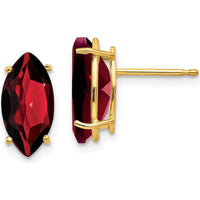 14K Yellow Gold Garnet Marquise Stud Earrings - 1.25 Carat Total Gem Weight by Monteluci Fine Jewelry