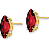 14K Yellow Gold Garnet Marquise Stud Earrings - 1.25 Carat Total Gem Weight by Monteluci Fine Jewelry