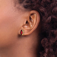 14K Yellow Gold Garnet Marquise Stud Earrings - 1.25 Carat Total Gem Weight by Monteluci Fine Jewelry