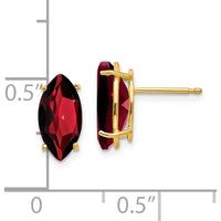 14K Yellow Gold Garnet Marquise Stud Earrings - 1.25 Carat Total Gem Weight by Monteluci Fine Jewelry