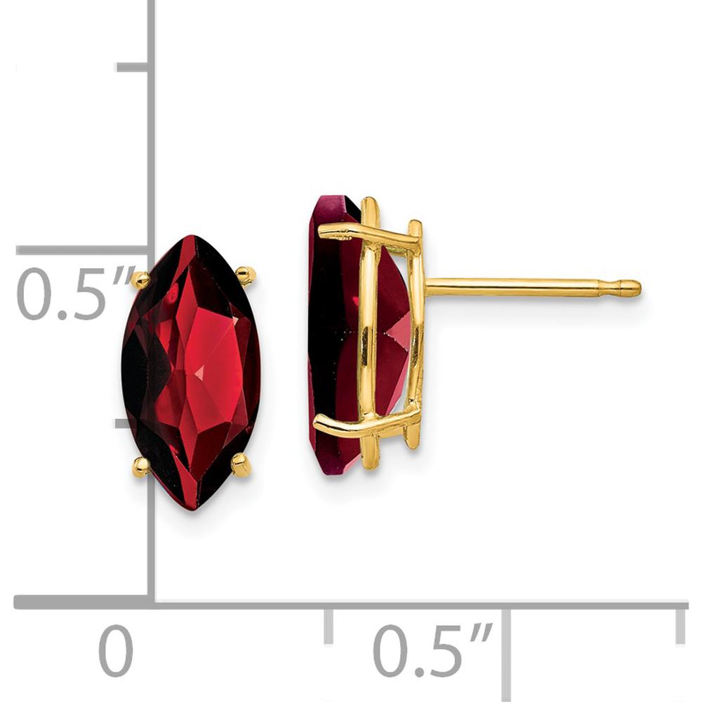 14K Yellow Gold Garnet Marquise Stud Earrings - 1.25 Carat Total Gem Weight by Monteluci Fine Jewelry