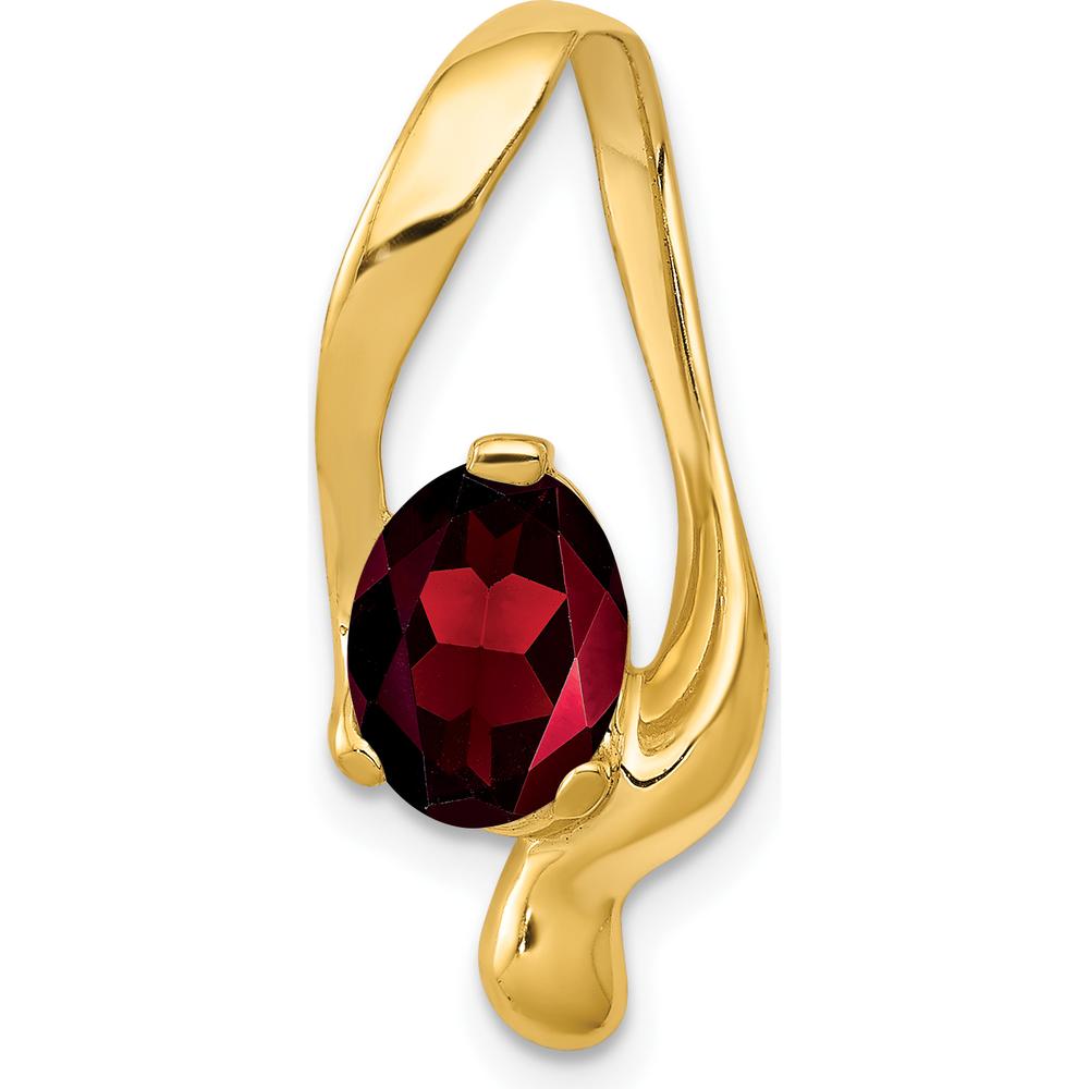 14K Yellow Gold Garnet Oval Pendant Slide - 1.4 Carat Total Garnet Weight by Lumare Gioia