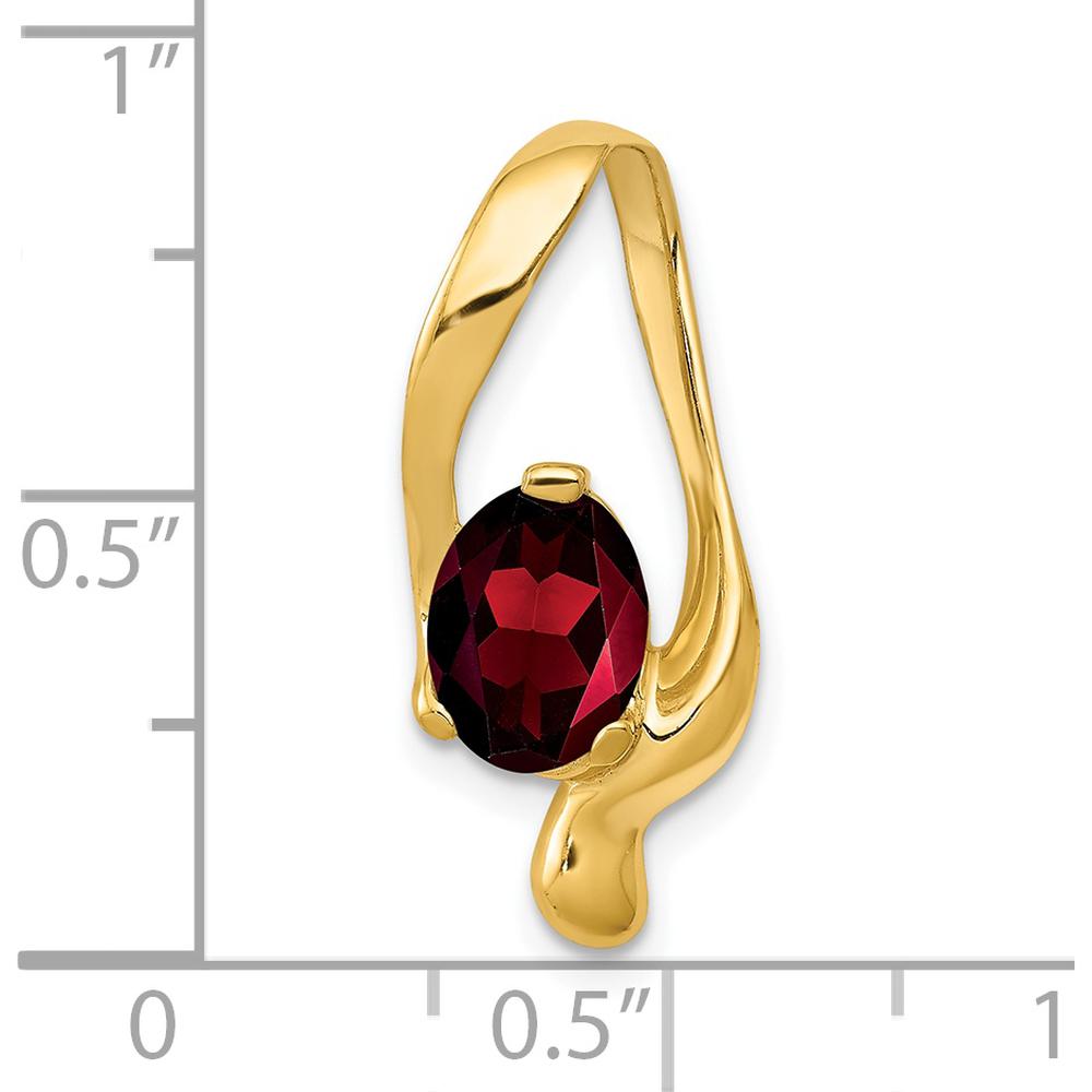 14K Yellow Gold Garnet Oval Pendant Slide - 1.4 Carat Total Garnet Weight by Lumare Gioia