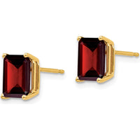 14K Yellow Gold Garnet Stud Earrings with Emerald Cut Stones - 1.95 Carat Total Gem Weight by Monteluci Fine Jewelry