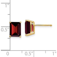 14K Yellow Gold Garnet Stud Earrings with Emerald Cut Stones - 1.95 Carat Total Gem Weight by Monteluci Fine Jewelry