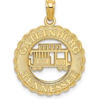 14K Yellow Gold Gatlinburg Tennessee Trolley Charm Pendant by Oro Pregiato