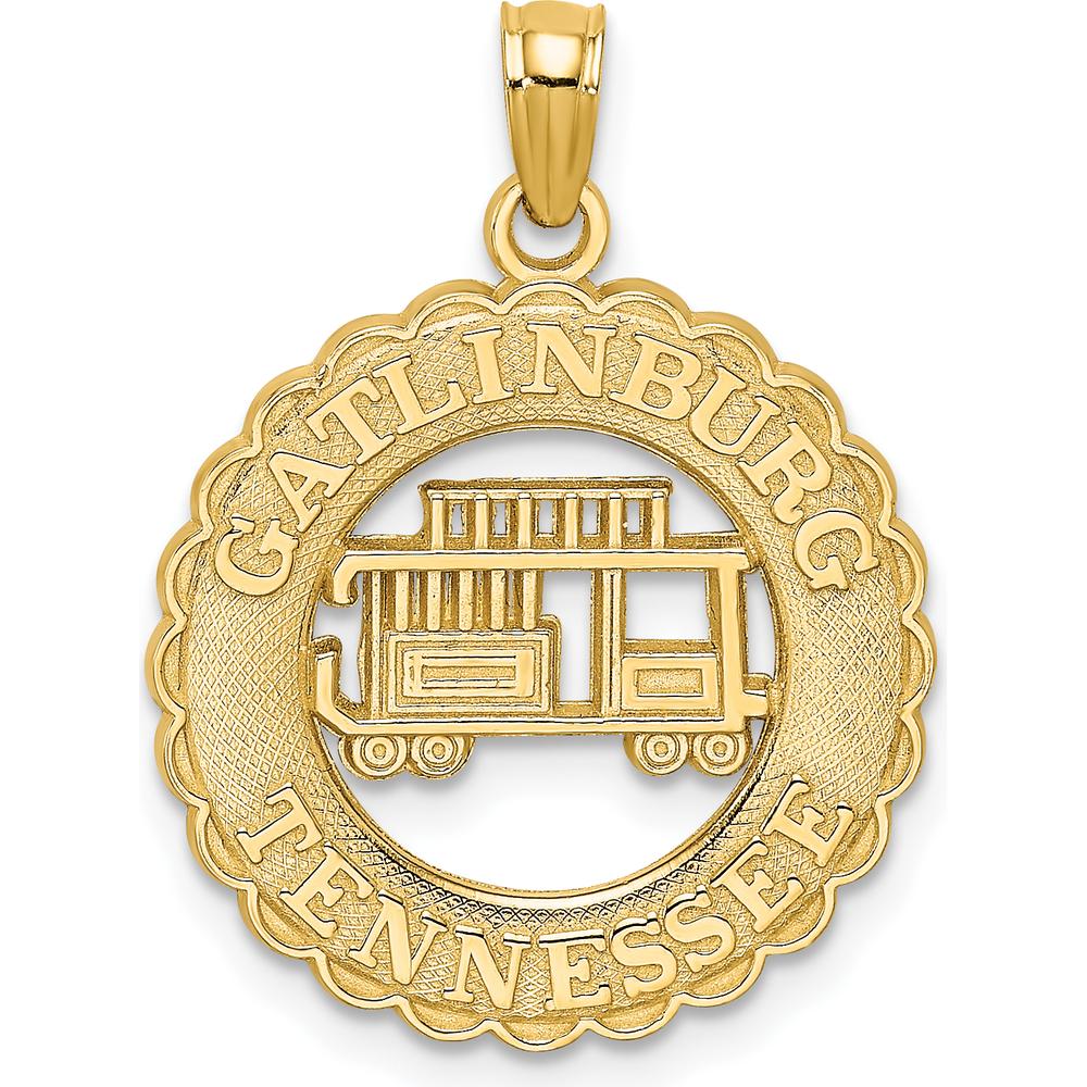 14K Yellow Gold Gatlinburg Tennessee Trolley Charm Pendant by Oro Pregiato