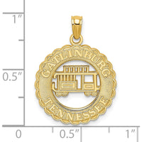 14K Yellow Gold Gatlinburg Tennessee Trolley Charm Pendant by Oro Pregiato