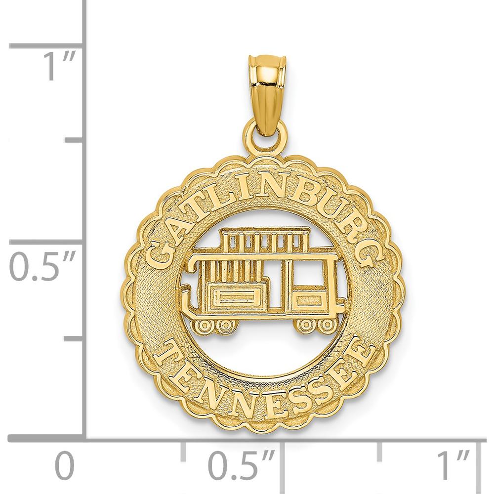 14K Yellow Gold Gatlinburg Tennessee Trolley Charm Pendant by Oro Pregiato