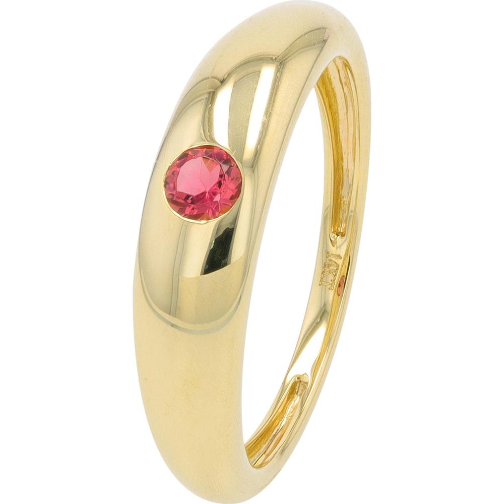 14K Yellow Gold Gemstone Bezel Ring with Pink Tourmaline