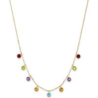 14K Yellow Gold Gemstone Necklace with Amethyst, Citrine, Garnet, Peridot, and Swiss Blue Topaz - 2.77 Carat Total Gemstone Weight by Monteluci Fine Jewelry