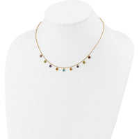 14K Yellow Gold Gemstone Necklace with Amethyst, Citrine, Garnet, Peridot, and Swiss Blue Topaz - 2.77 Carat Total Gemstone Weight by Monteluci Fine Jewelry