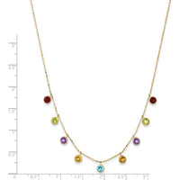 14K Yellow Gold Gemstone Necklace with Amethyst, Citrine, Garnet, Peridot, and Swiss Blue Topaz - 2.77 Carat Total Gemstone Weight by Monteluci Fine Jewelry
