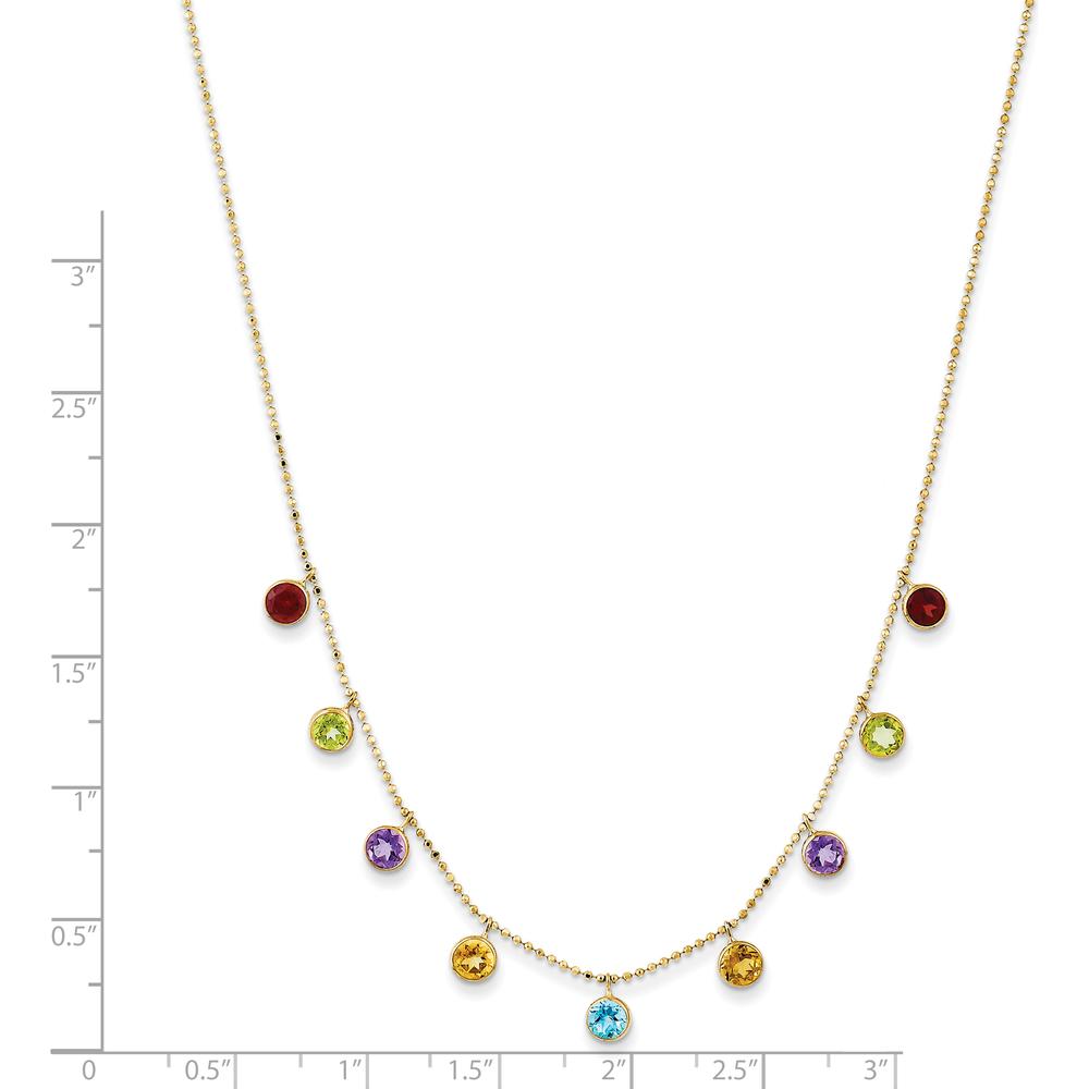 14K Yellow Gold Gemstone Necklace with Amethyst, Citrine, Garnet, Peridot, and Swiss Blue Topaz - 2.77 Carat Total Gemstone Weight by Monteluci Fine Jewelry