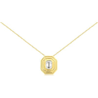 14K Yellow Gold Geometric Bezel Set Diamond Pendant - 0.10 Carat Total Diamond Weight - Royal Jewelry