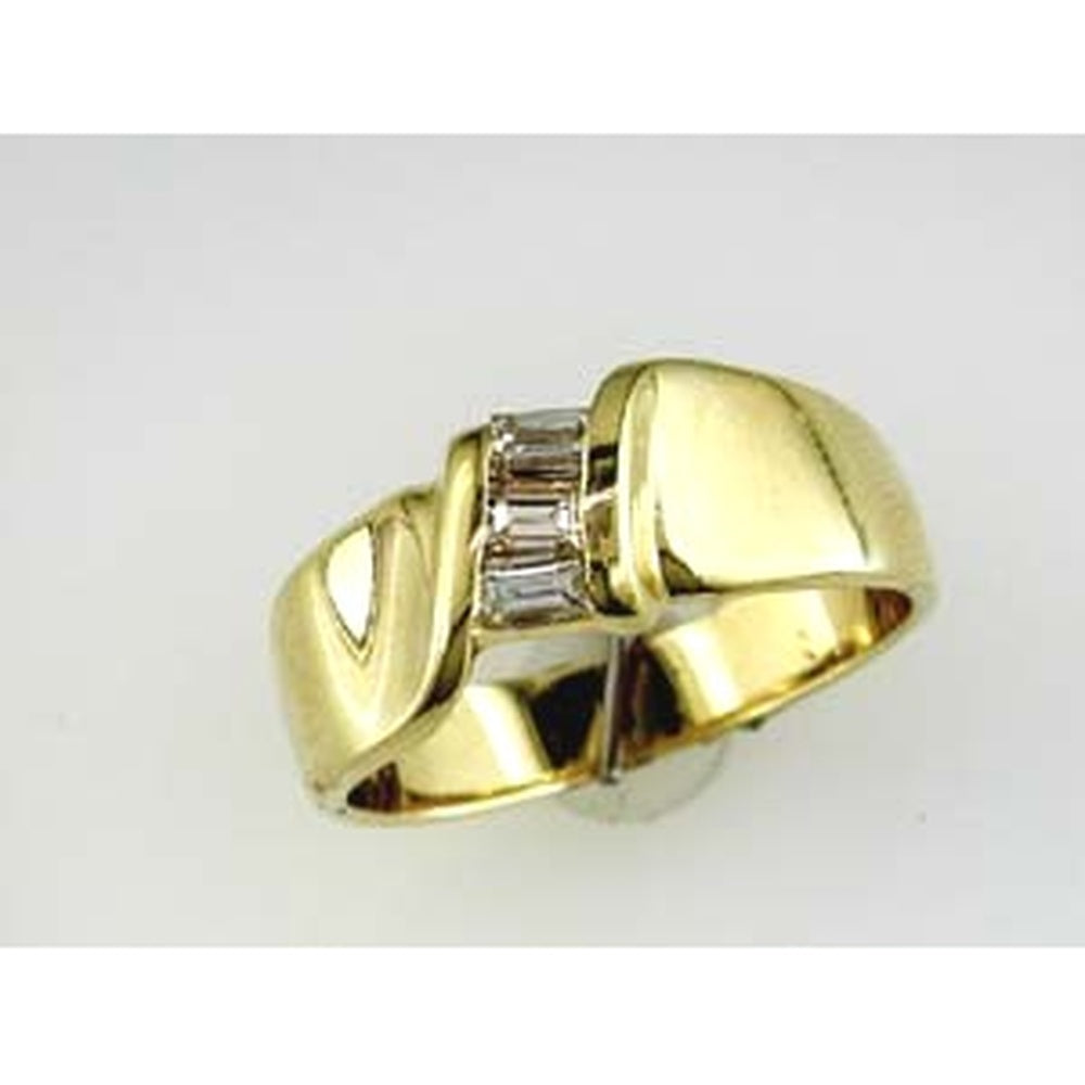 14K Yellow Gold Geometric Channel Set Ring with Baguette Diamonds - 0.35 Carat Total Diamond Weight - Royal Jewelry