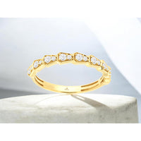 14K Yellow Gold Geometric Chevron Wedding Band with Pavé-Set Round Diamonds - 0.30 Carat Total Diamond Weight - Royal Jewelry