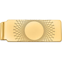 14K Yellow Gold Geometric Design Engravable Money Clip with Polished Finish by Oro Pregiato